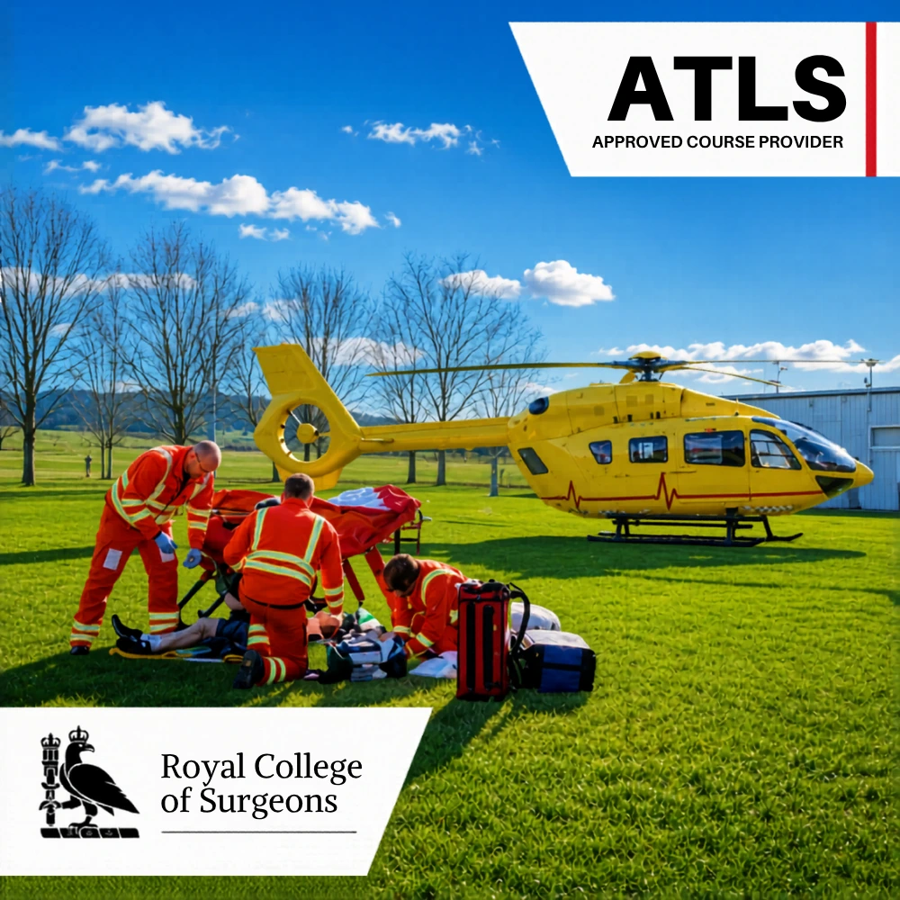 ATLS Advanced Trauma Life Support course with HEMS helicopter emergency simulation training